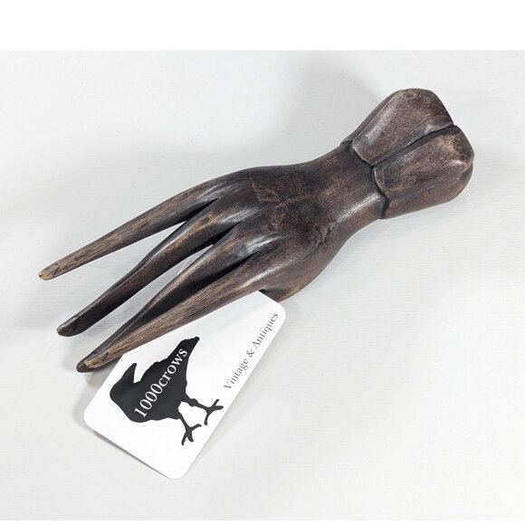 Vintage Bali Buddha Mudra Wood Carved Elegant Hand Ring Holder 7.75" jewellery - Picture 1 of 9